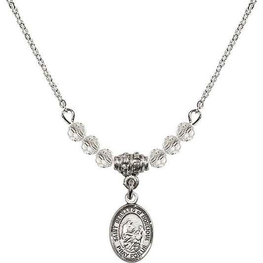 Sterling Silver Saint Bernard of Montjoux Birthstone Necklace with Crystal Beads - 9264