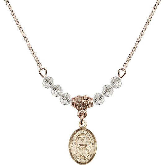 14kt Gold Filled Saint Julia Billiart Birthstone Necklace with Crystal Beads - 9267