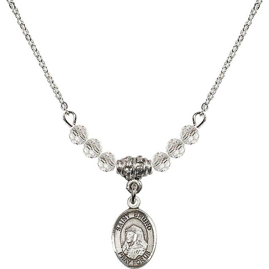 Sterling Silver Saint Bruno Birthstone Necklace with Crystal Beads - 9270