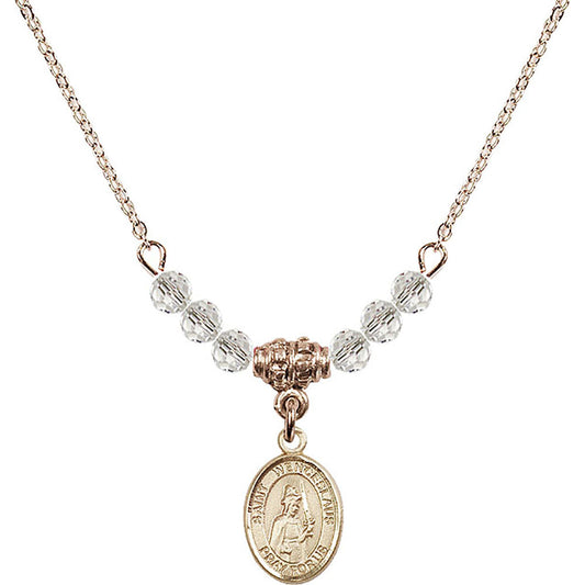 14kt Gold Filled Saint Wenceslaus Birthstone Necklace with Crystal Beads - 9273