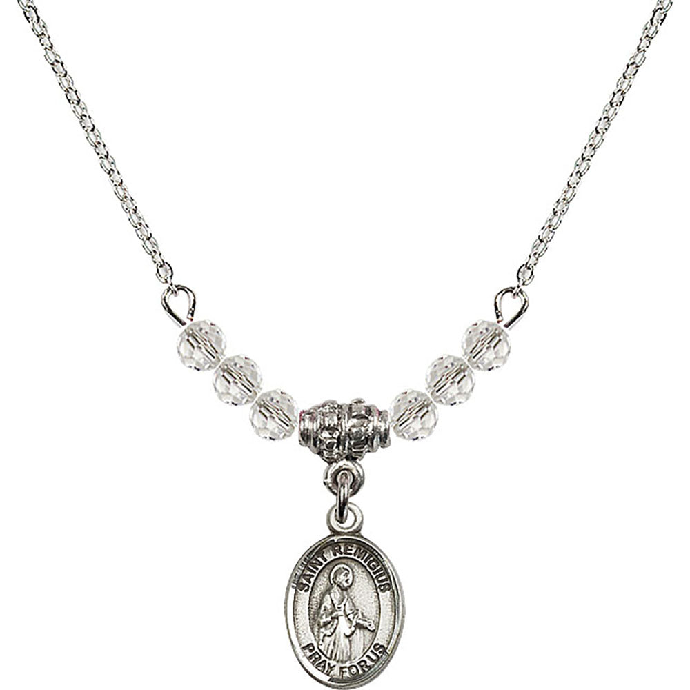 Sterling Silver Saint Remigius of Reims Birthstone Necklace with Crystal Beads - 9274