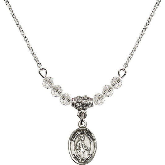 Sterling Silver Saint Remigius of Reims Birthstone Necklace with Crystal Beads - 9274