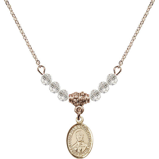 14kt Gold Filled Blessed Pier Giorgio Frassati Birthstone Necklace with Crystal Beads - 9278