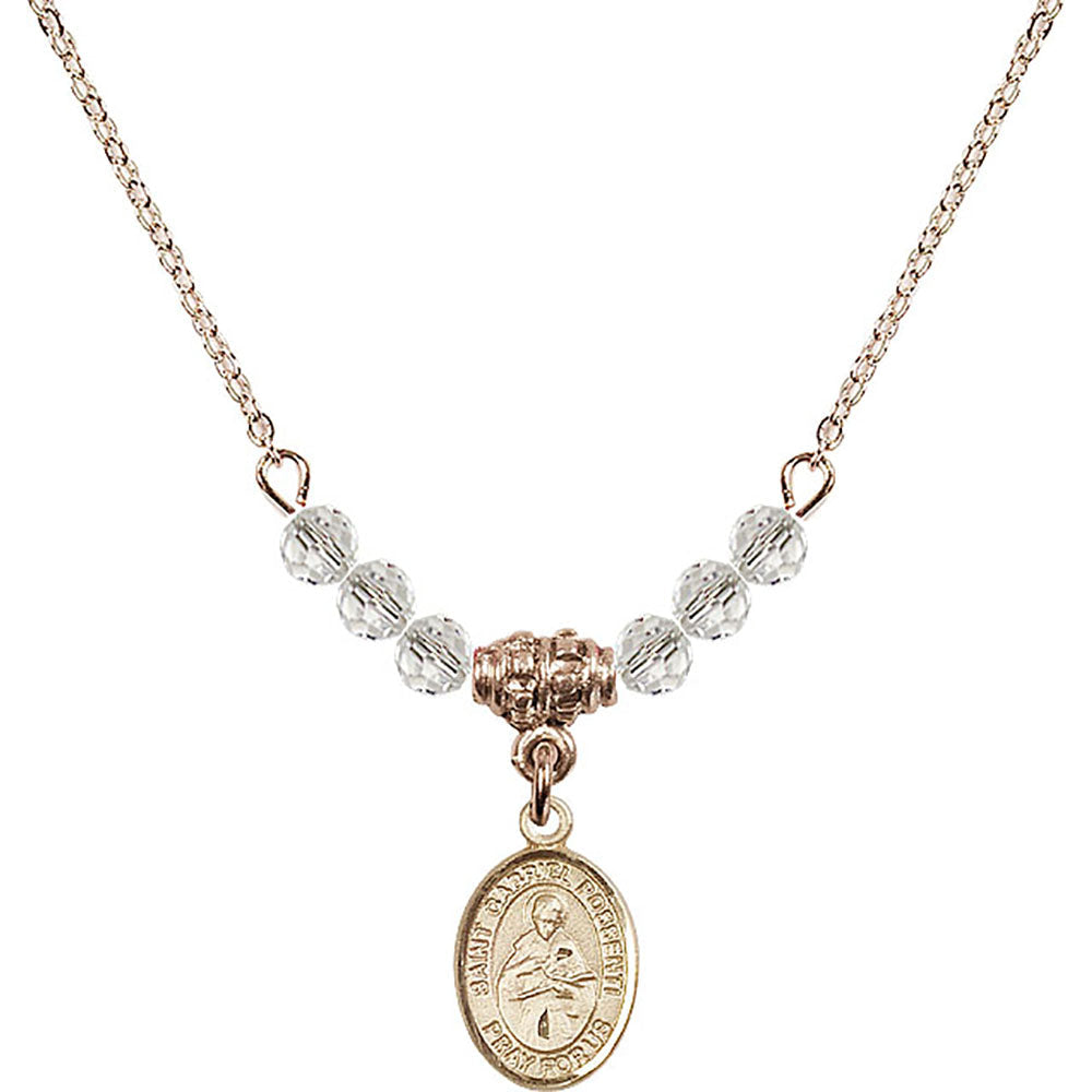 14kt Gold Filled Saint Gabriel Possenti Birthstone Necklace with Crystal Beads - 9279