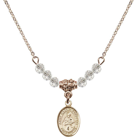 14kt Gold Filled Saint Gabriel Possenti Birthstone Necklace with Crystal Beads - 9279