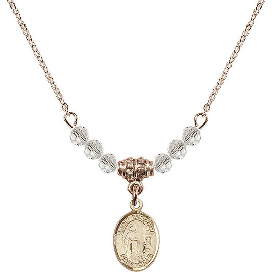 14kt Gold Filled Saint Susanna Birthstone Necklace with Crystal Beads - 9280