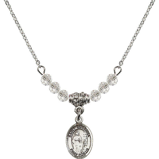 Sterling Silver Saint Susanna Birthstone Necklace with Crystal Beads - 9280