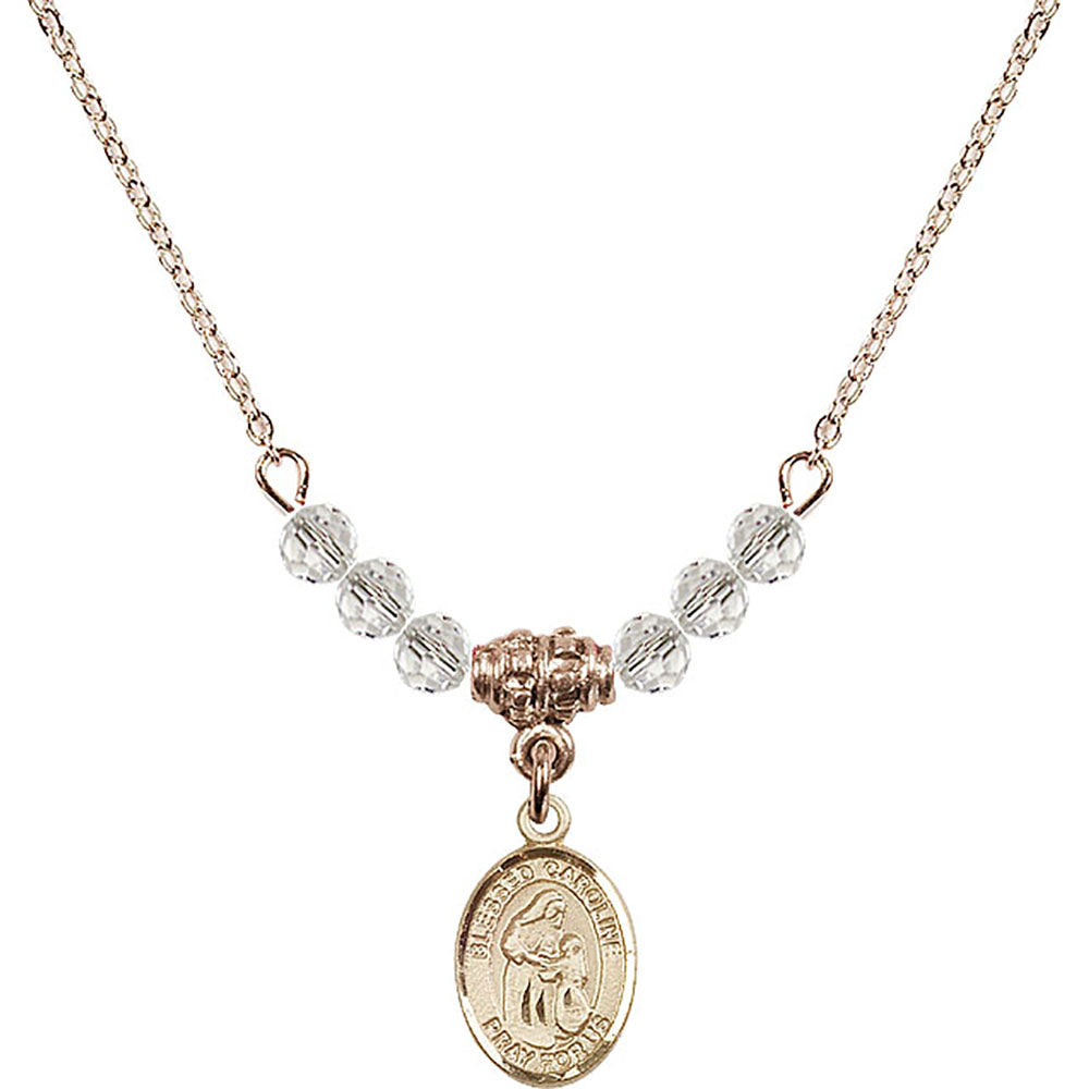 14kt Gold Filled Blessed Caroline Gerhardinger Birthstone Necklace with Crystal Beads - 9281