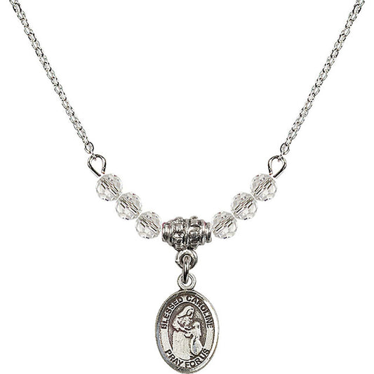 Sterling Silver Blessed Caroline Gerhardinger Birthstone Necklace with Crystal Beads - 9281