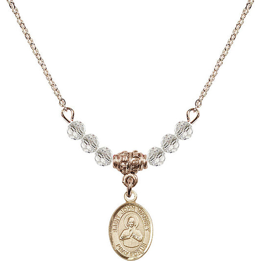 14kt Gold Filled Saint John Vianney Birthstone Necklace with Crystal Beads - 9282