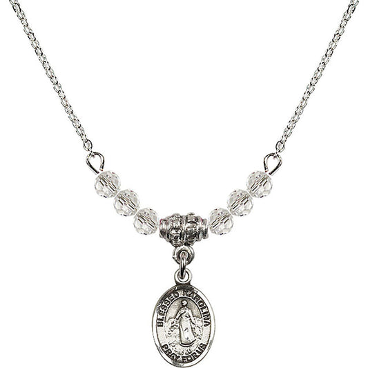 Sterling Silver Blessed Karolina Kozkowna Birthstone Necklace with Crystal Beads - 9283