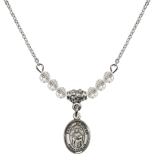 Sterling Silver Saint Deborah Birthstone Necklace with Crystal Beads - 9286