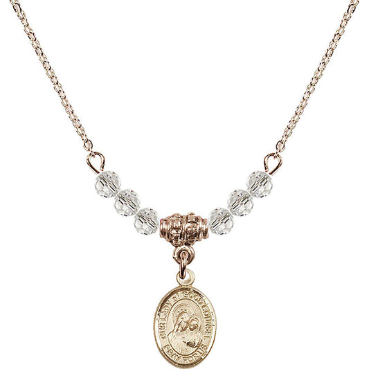 14kt Gold Filled Our Lady of Good Counsel Birthstone Necklace with Crystal Beads - 9287