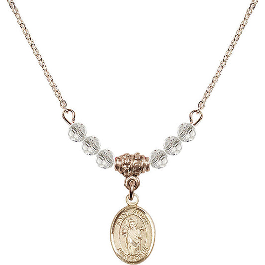 14kt Gold Filled Saint Aedan of Ferns Birthstone Necklace with Crystal Beads - 9293