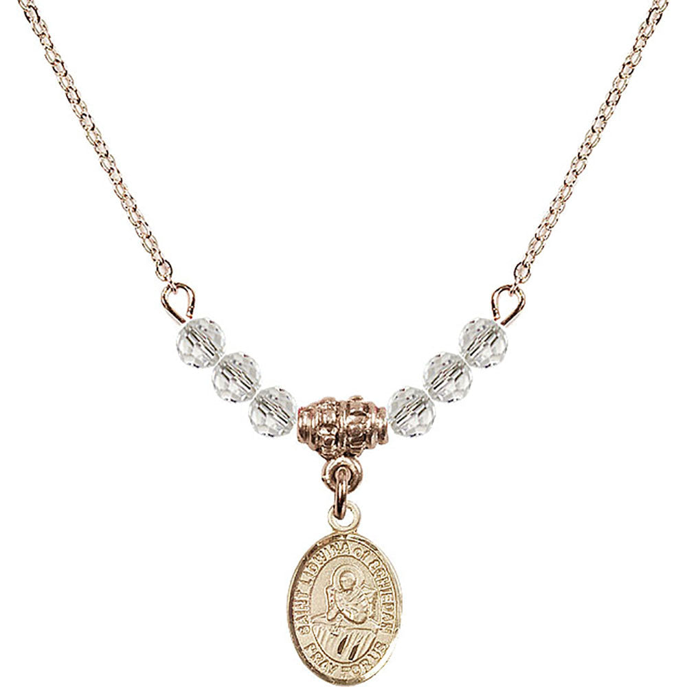 14kt Gold Filled Saint Lidwina of Schiedam Birthstone Necklace with Crystal Beads - 9297