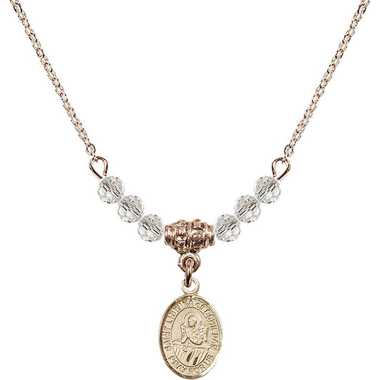 14kt Gold Filled Saint Lidwina of Schiedam Birthstone Necklace with Crystal Beads - 9297