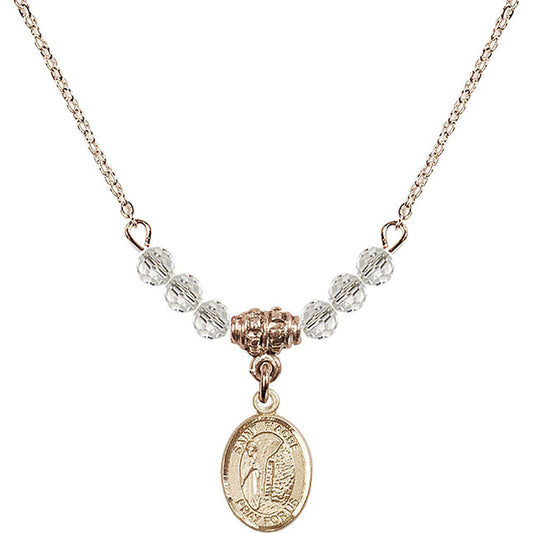 14kt Gold Filled Saint Fiacre Birthstone Necklace with Crystal Beads - 9298