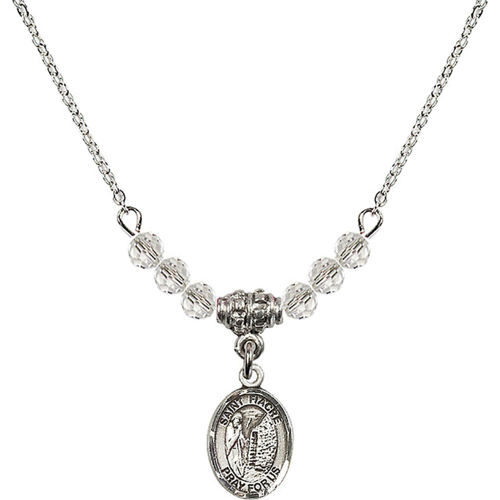 Sterling Silver Saint Fiacre Birthstone Necklace with Crystal Beads - 9298