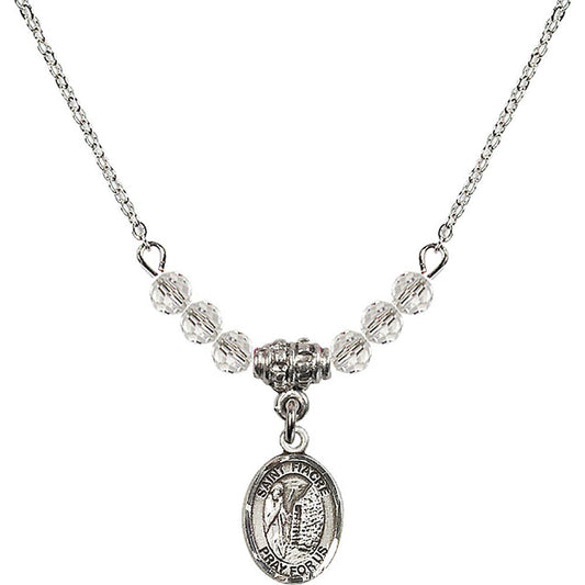 Sterling Silver Saint Fiacre Birthstone Necklace with Crystal Beads - 9298