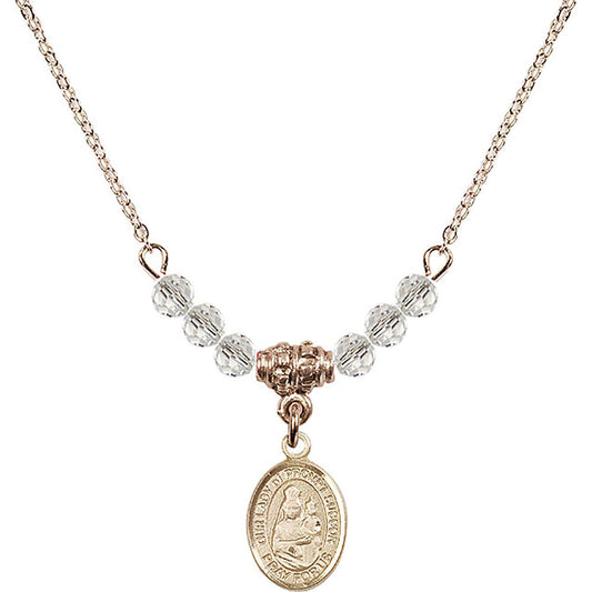14kt Gold Filled Our Lady of Prompt Succor Birthstone Necklace with Crystal Beads - 9299