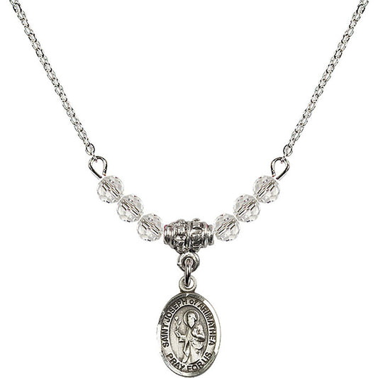 Sterling Silver Saint Joseph of Arimathea Birthstone Necklace with Crystal Beads - 9300