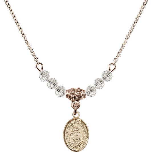 14kt Gold Filled Saint Bede the Venerable Birthstone Necklace with Crystal Beads - 9302