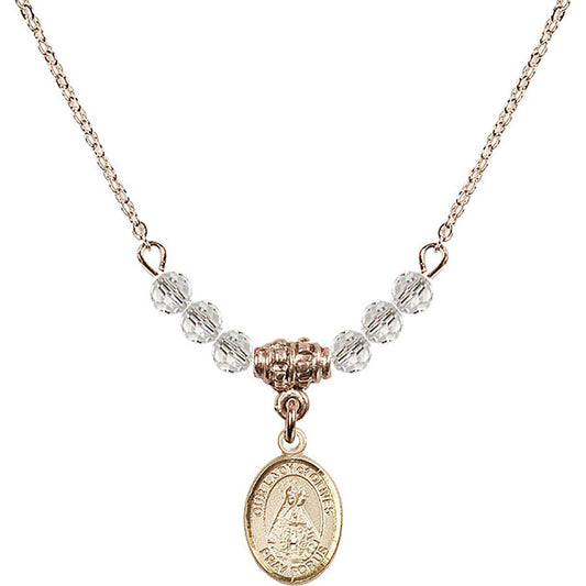 14kt Gold Filled Our Lady of Olives Birthstone Necklace with Crystal Beads - 9303