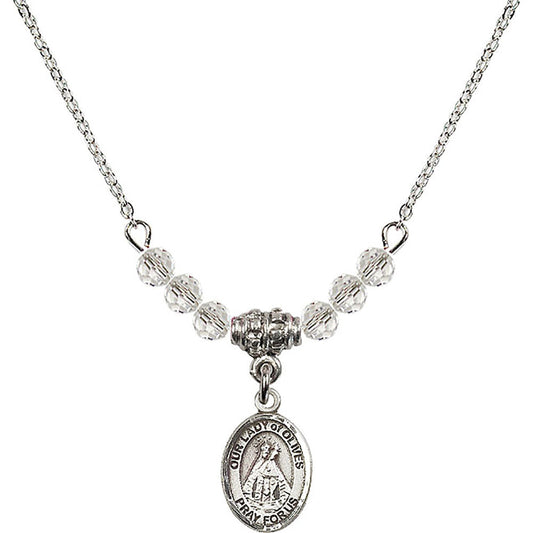 Sterling Silver Our Lady of Olives Birthstone Necklace with Crystal Beads - 9303