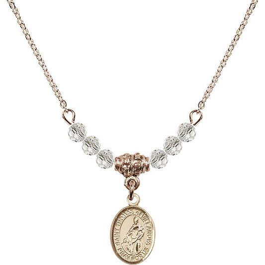 14kt Gold Filled Saint Thomas of Villanova Birthstone Necklace with Crystal Beads - 9304