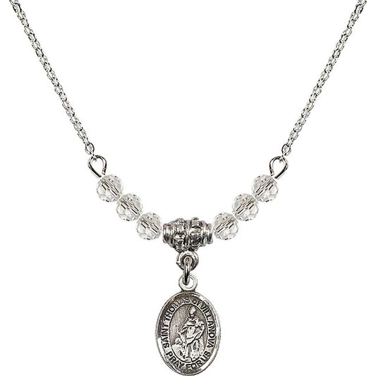 Sterling Silver Saint Thomas of Villanova Birthstone Necklace with Crystal Beads - 9304