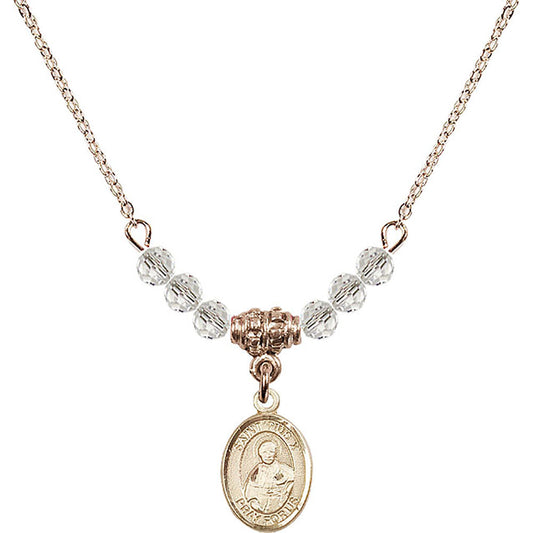 14kt Gold Filled Saint Pius X Birthstone Necklace with Crystal Beads - 9305