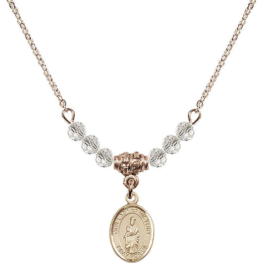 14kt Gold Filled Our Lady of Victory Birthstone Necklace with Crystal Beads - 9306