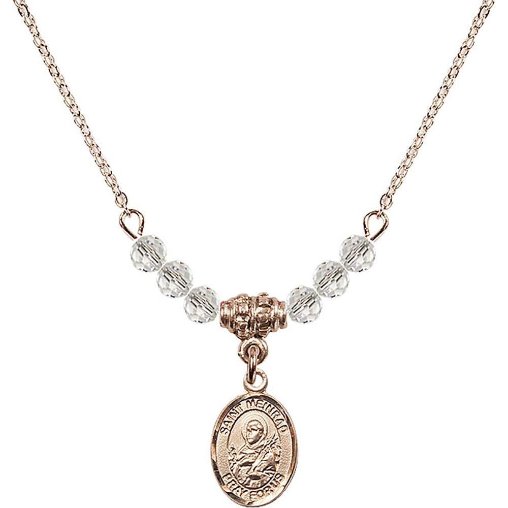14kt Gold Filled Saint Meinrad of Einsiedeln Birthstone Necklace with Crystal Beads - 9307