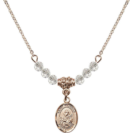 14kt Gold Filled Saint Meinrad of Einsiedeln Birthstone Necklace with Crystal Beads - 9307