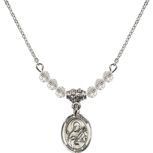 Sterling Silver Saint Meinrad of Einsiedeln Birthstone Necklace with Crystal Beads - 9307
