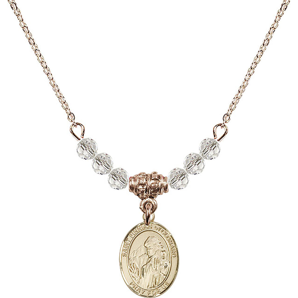 14kt Gold Filled Saint Finnian of Clonard Birthstone Necklace with Crystal Beads - 9308
