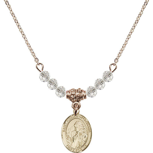14kt Gold Filled Saint Finnian of Clonard Birthstone Necklace with Crystal Beads - 9308