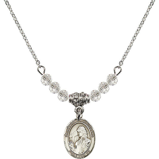 Sterling Silver Saint Finnian of Clonard Birthstone Necklace with Crystal Beads - 9308