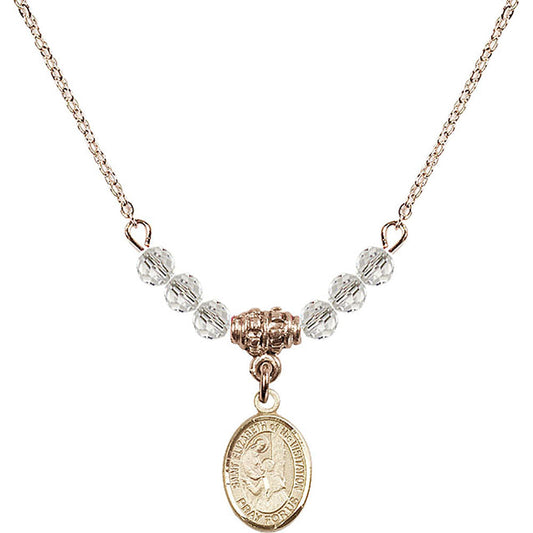 14kt Gold Filled Saint Elizabeth of the Visitation Birthstone Necklace with Crystal Beads - 9311