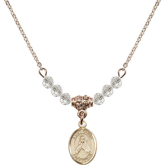 14kt Gold Filled Saint Olivia Birthstone Necklace with Crystal Beads - 9312