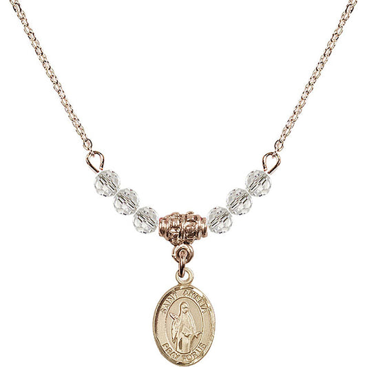14kt Gold Filled Saint Amelia Birthstone Necklace with Crystal Beads - 9313