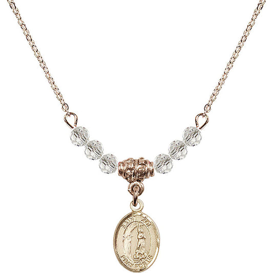 14kt Gold Filled Saint Zoe of Rome Birthstone Necklace with Crystal Beads - 9314