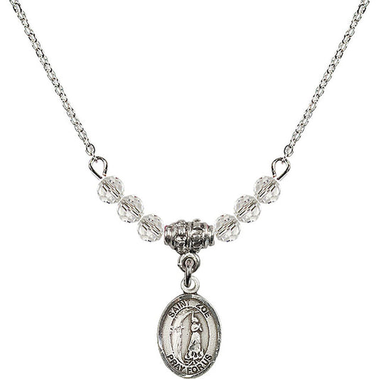 Sterling Silver Saint Zoe of Rome Birthstone Necklace with Crystal Beads - 9314