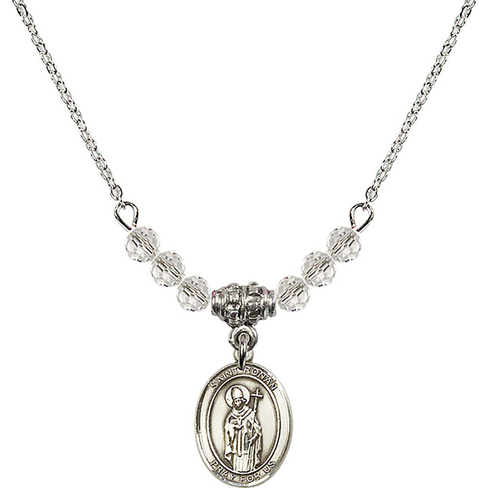Sterling Silver Saint Ronan Birthstone Necklace with Crystal Beads - 9315