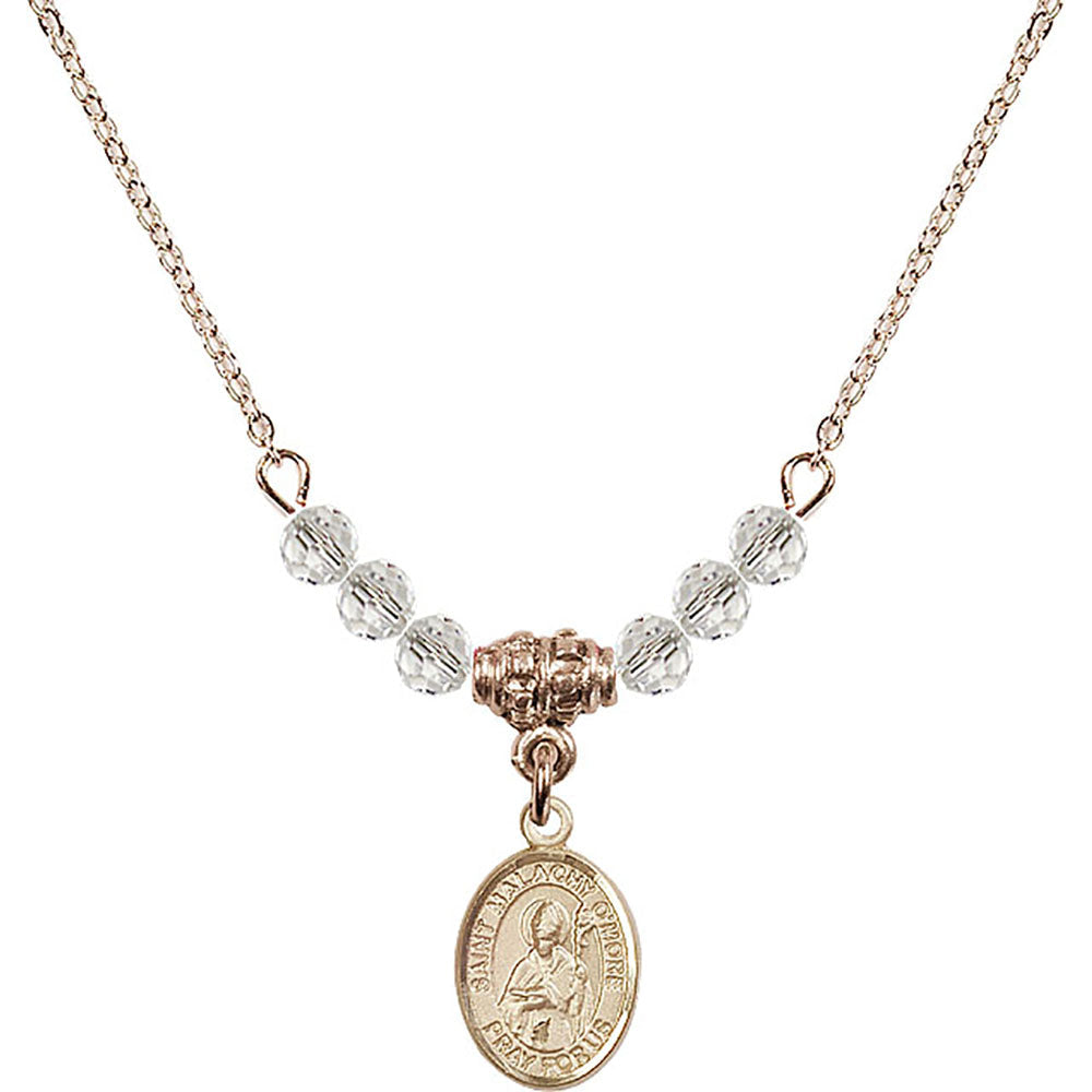 14kt Gold Filled Saint Malachy O'More Birthstone Necklace with Crystal Beads - 9316