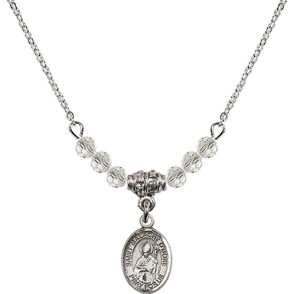Sterling Silver Saint Malachy O'More Birthstone Necklace with Crystal Beads - 9316