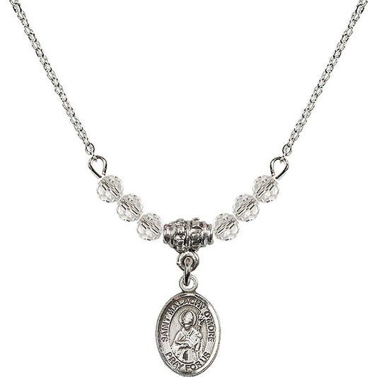Sterling Silver Saint Malachy O'More Birthstone Necklace with Crystal Beads - 9316