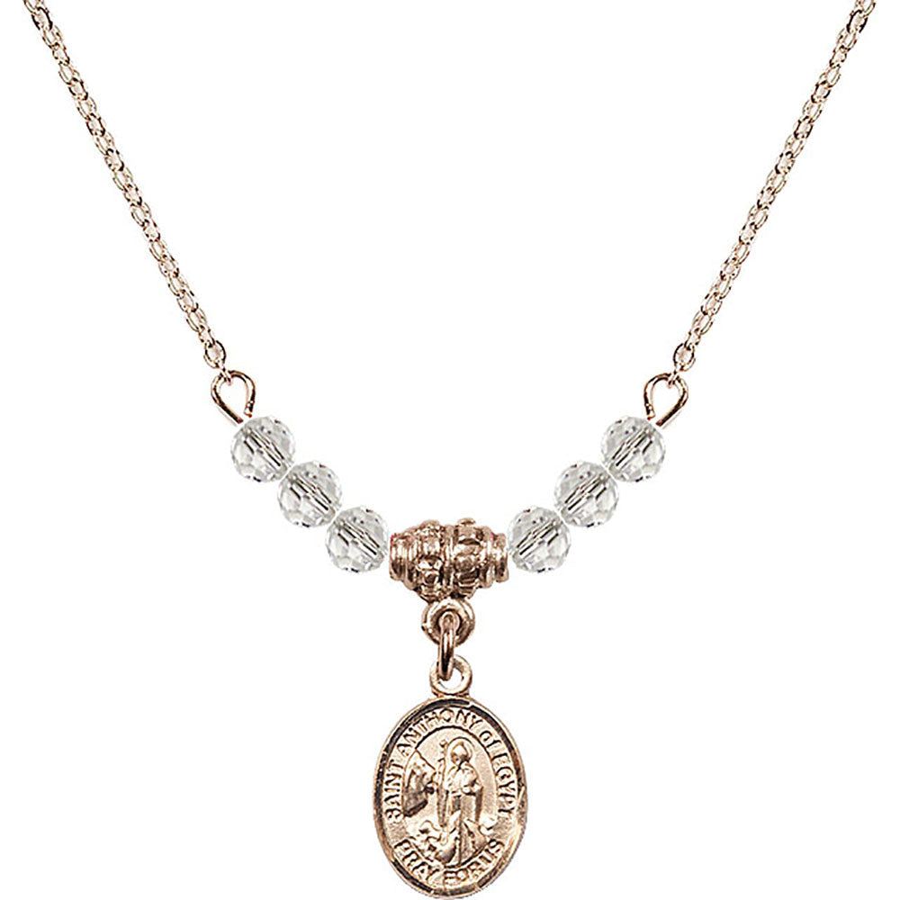 14kt Gold Filled Saint Anthony of Egypt Birthstone Necklace with Crystal Beads - 9317