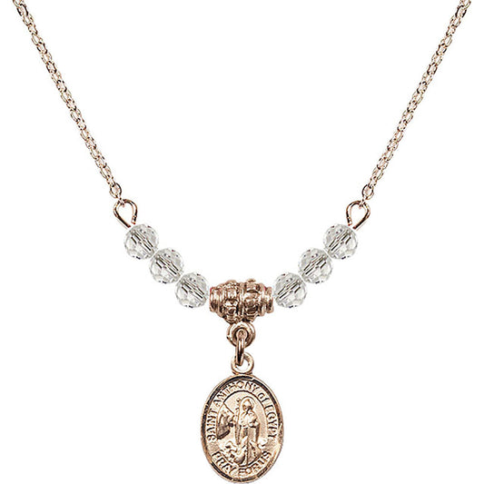 14kt Gold Filled Saint Anthony of Egypt Birthstone Necklace with Crystal Beads - 9317