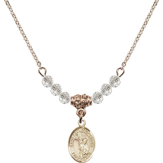 14kt Gold Filled Saint Paul of the Cross Birthstone Necklace with Crystal Beads - 9318